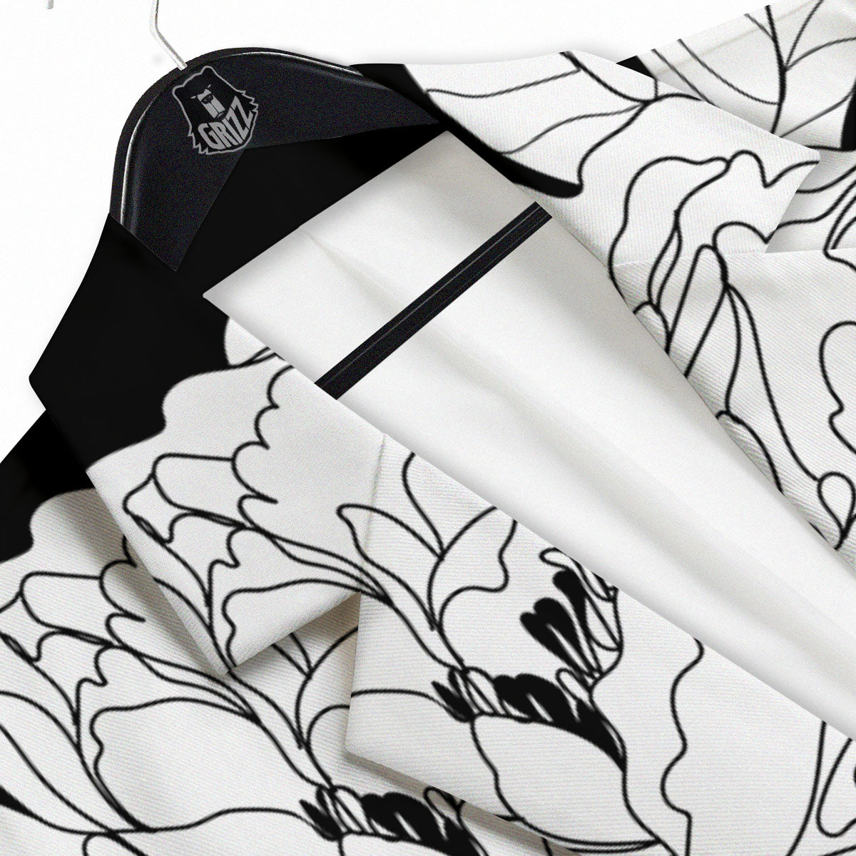 Flower White And Black Print Men's Sport Coat-grizzshop