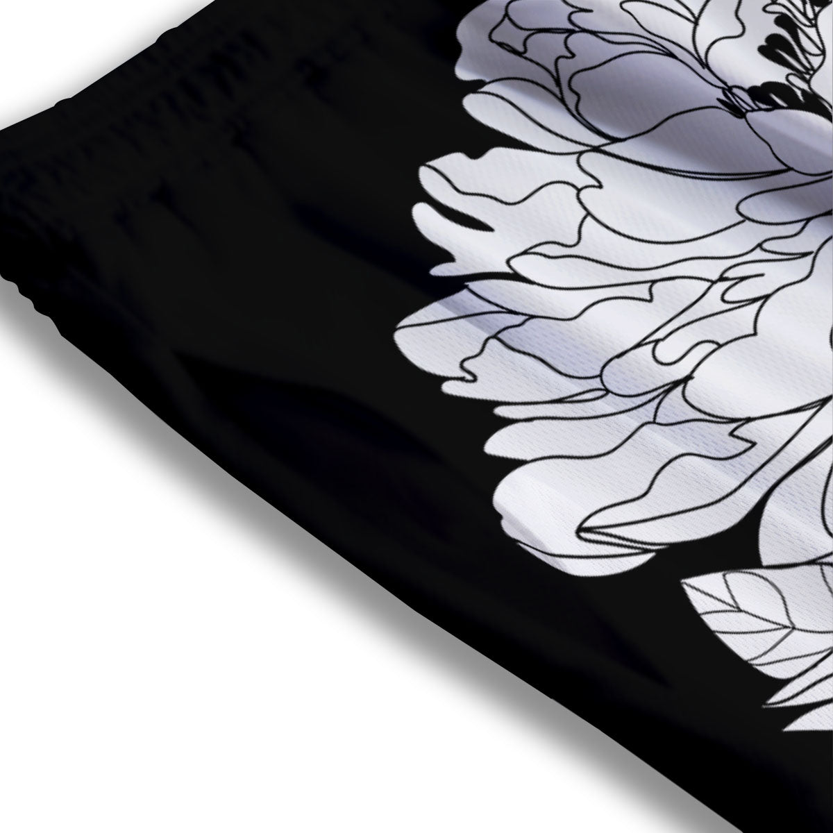 Flower White And Black Print Mesh Shorts-grizzshop