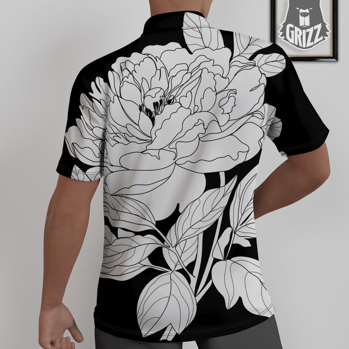Flower White And Black Print Untucked Shirts-grizzshop