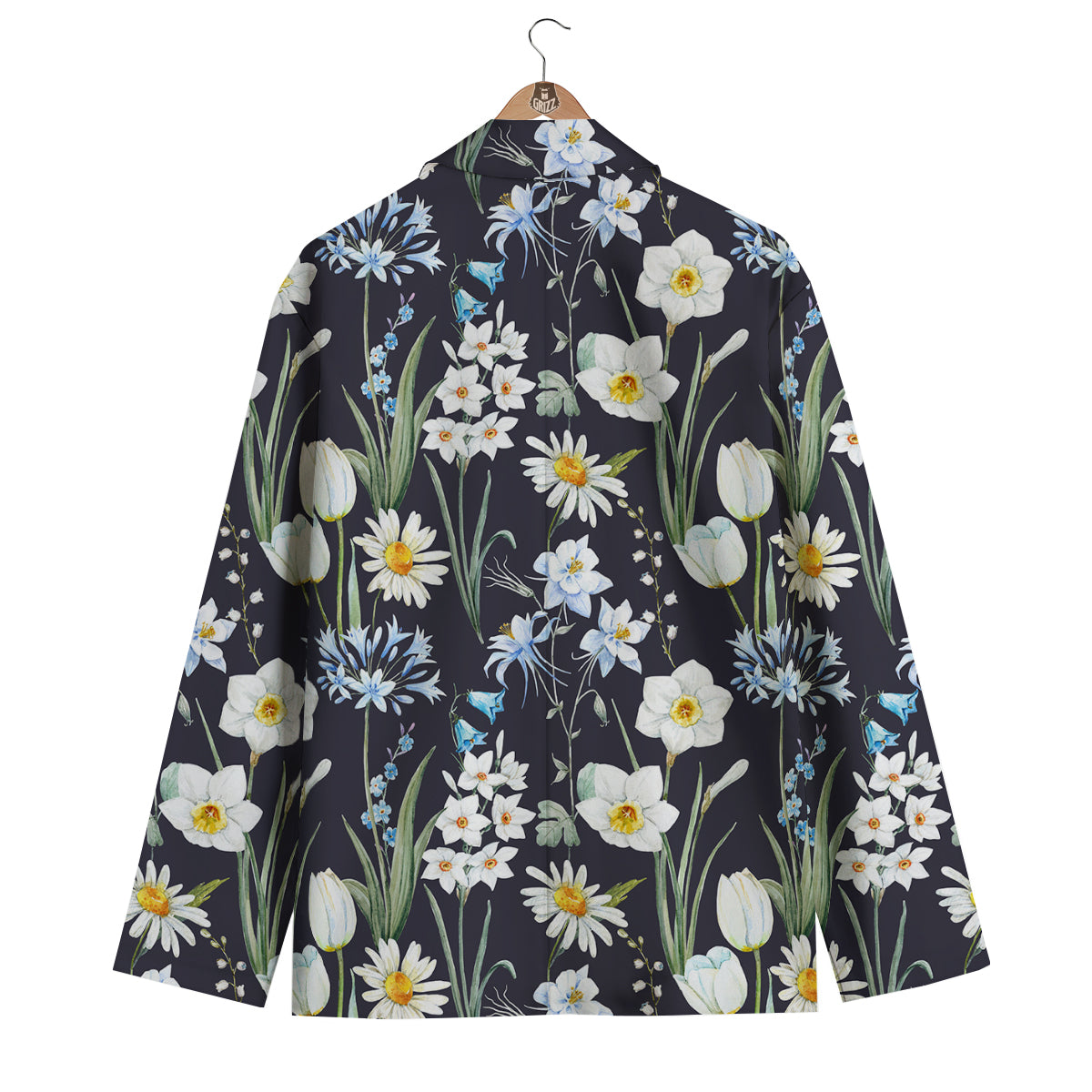 Flower White Daffodil Print Pattern Men's Blazer-grizzshop