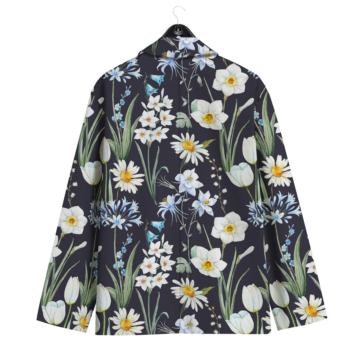 Flower White Daffodil Print Pattern Men's Sport Coat-grizzshop