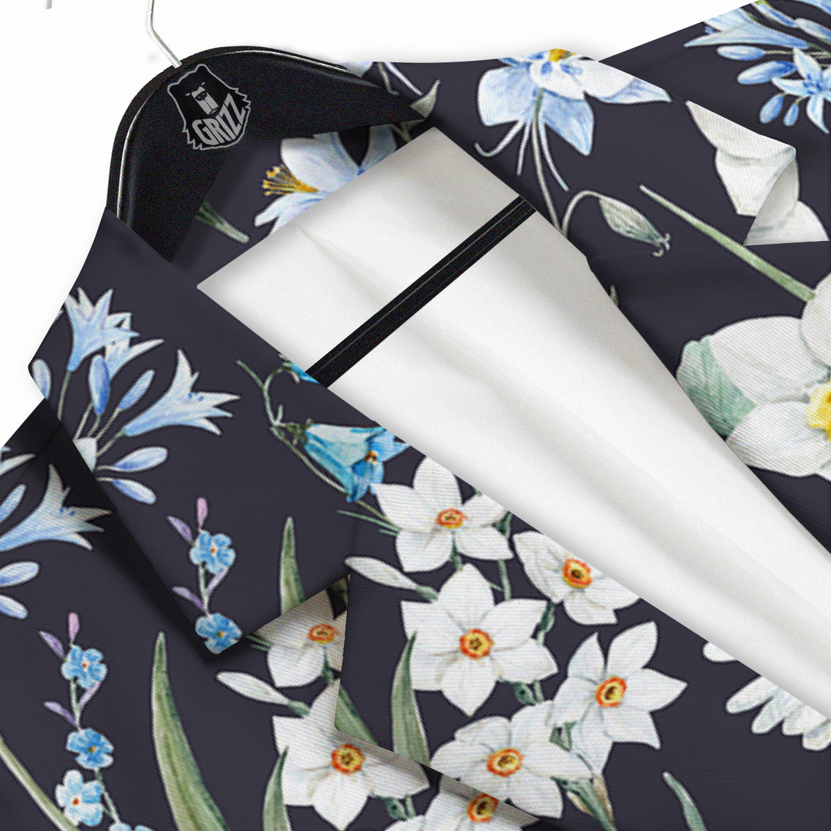 Flower White Daffodil Print Pattern Men's Sport Coat-grizzshop