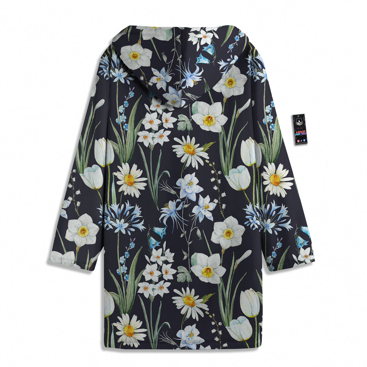 Flower White Daffodil Print Pattern Men's Windbreaker Jacket-grizzshop