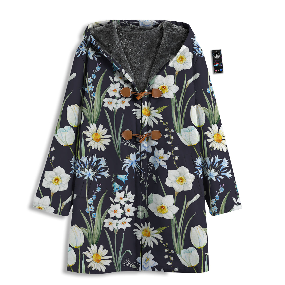 Flower White Daffodil Print Pattern Men's Windbreaker Jacket-grizzshop