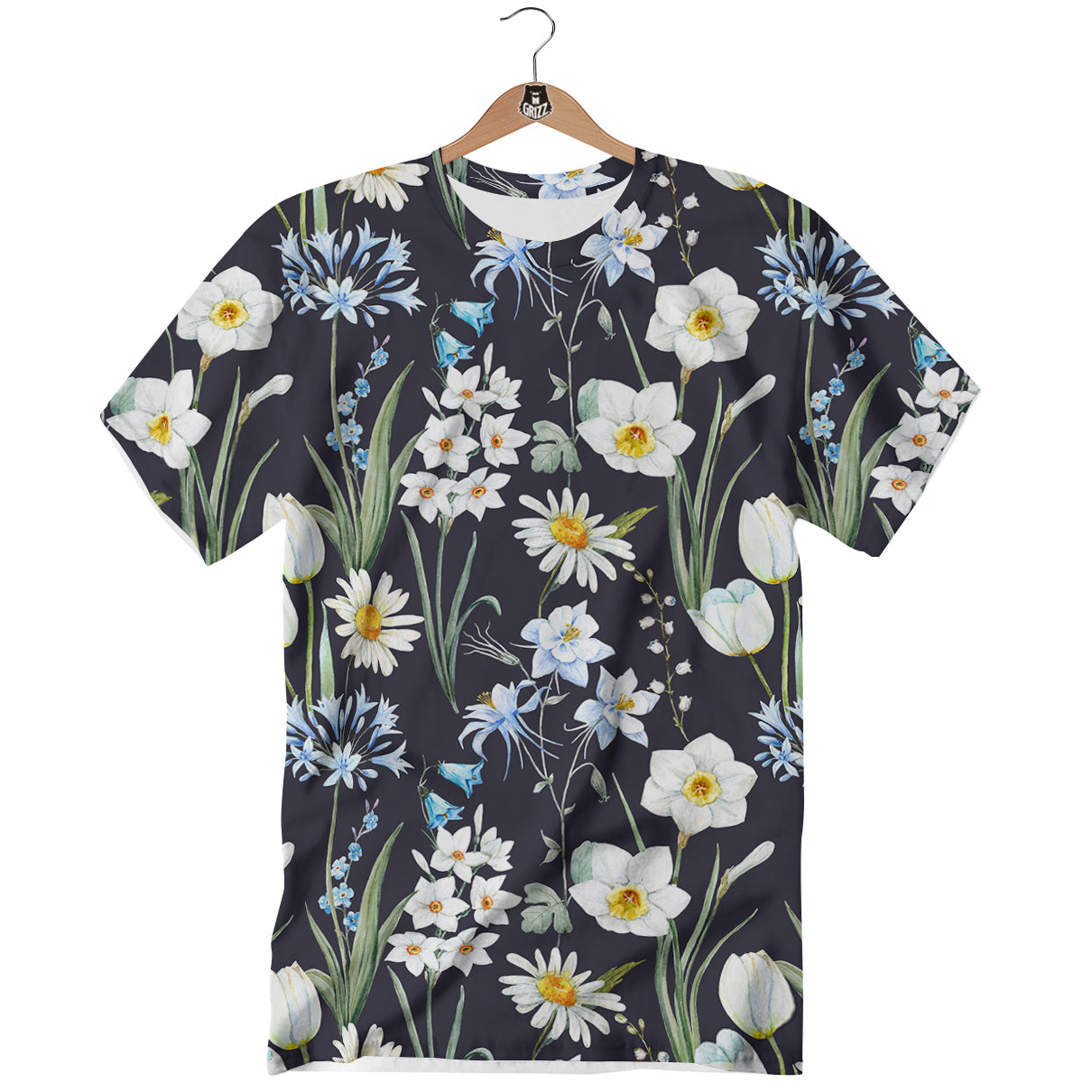 Flower White Daffodil Print Pattern T-Shirt-grizzshop