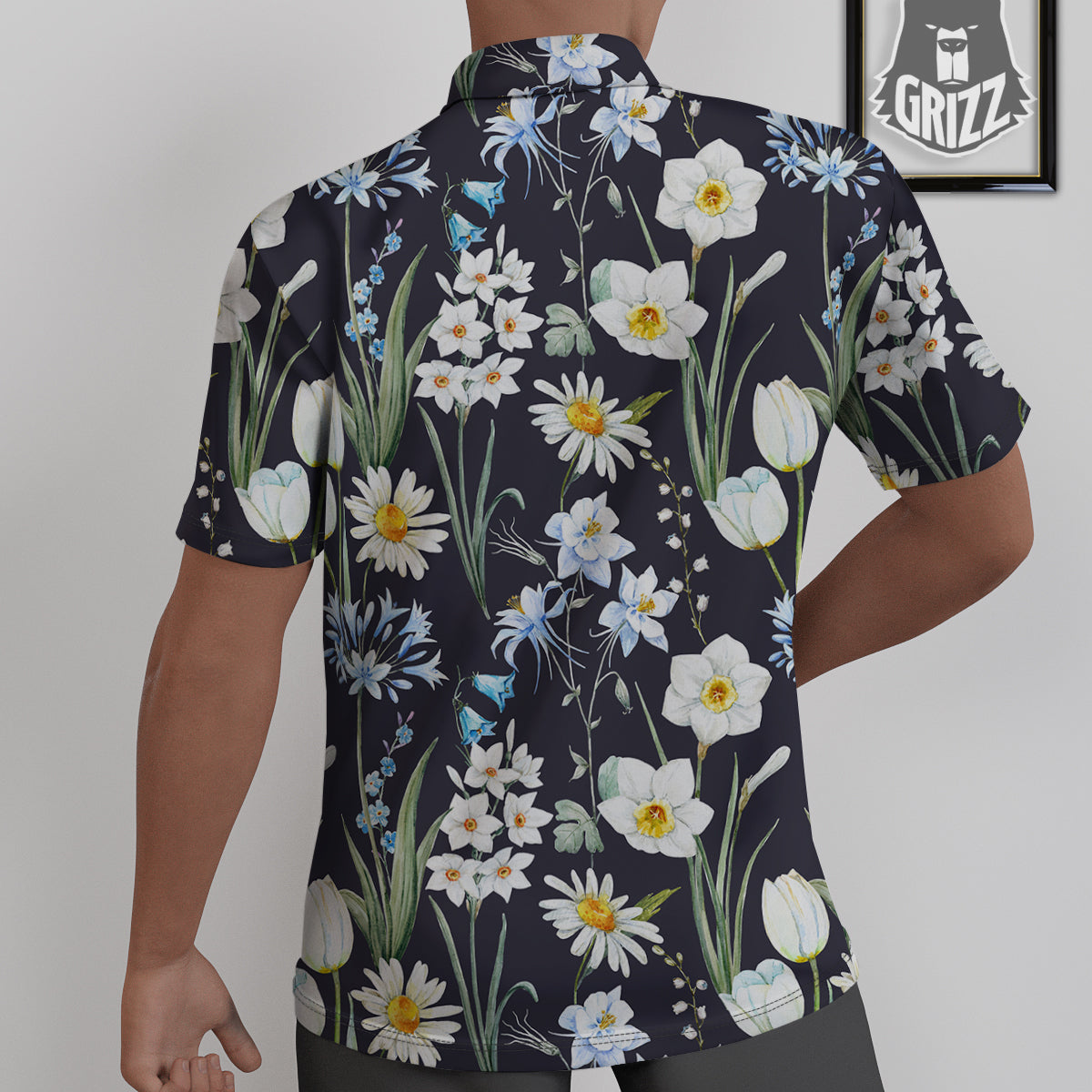 Flower White Daffodil Print Pattern Untucked Shirts-grizzshop