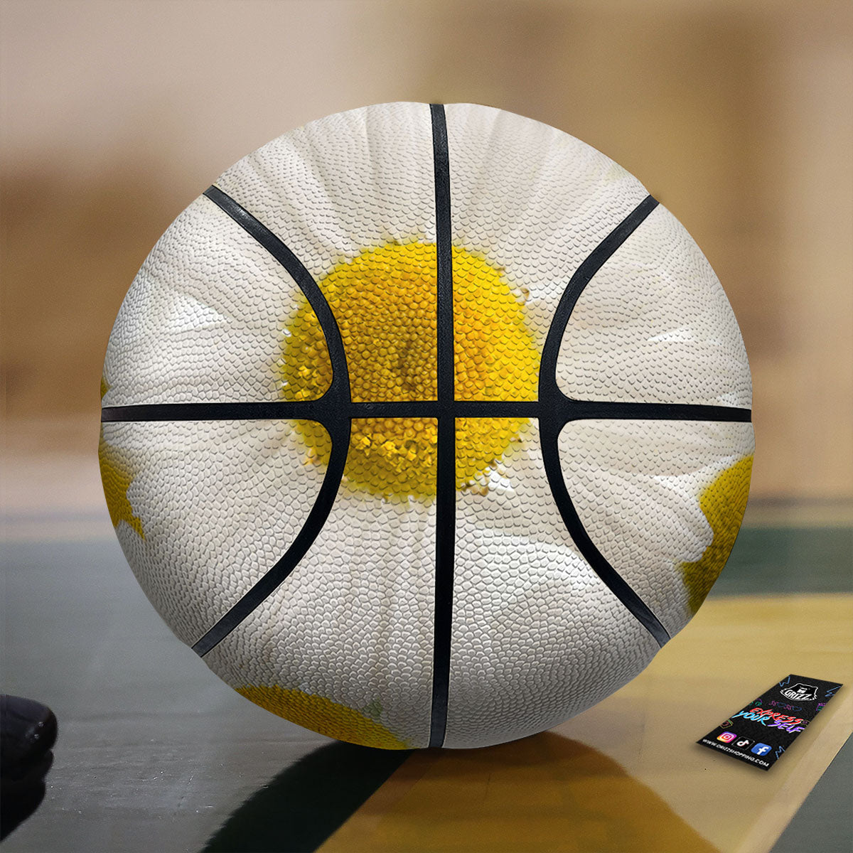 Flower White Daisy Print Basketball