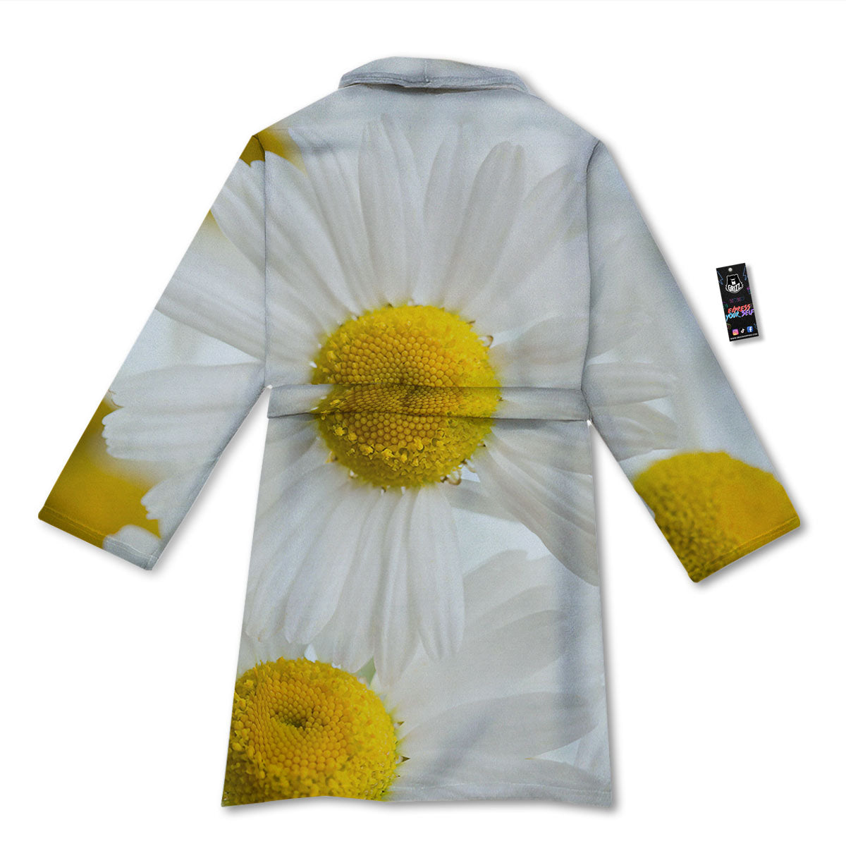 Flower White Daisy Print Bathrobe-grizzshop