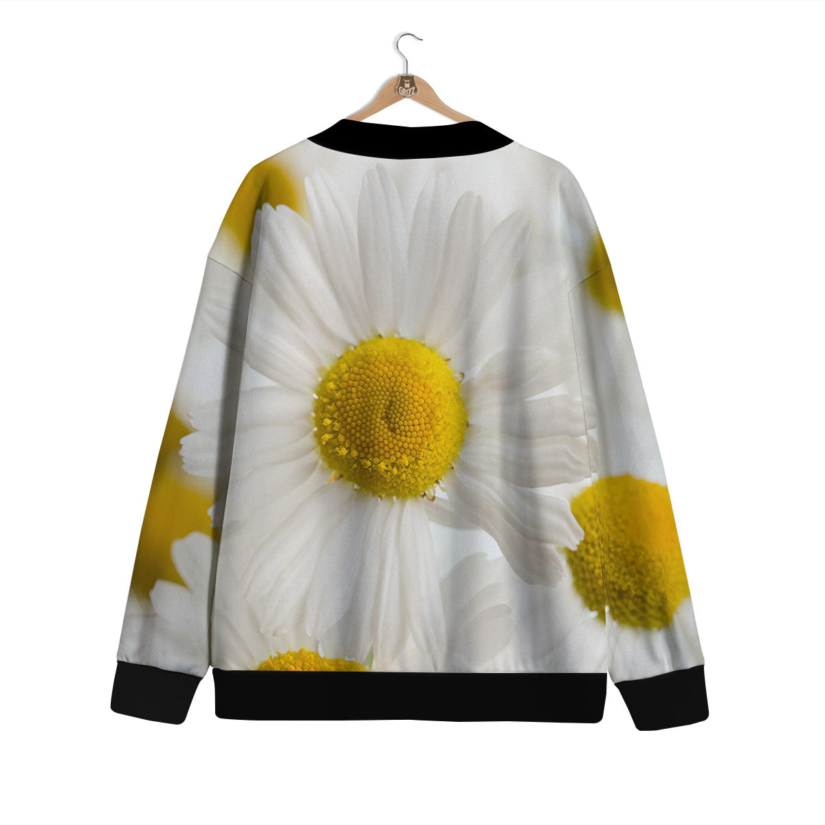 Flower White Daisy Print Cardigan-grizzshop