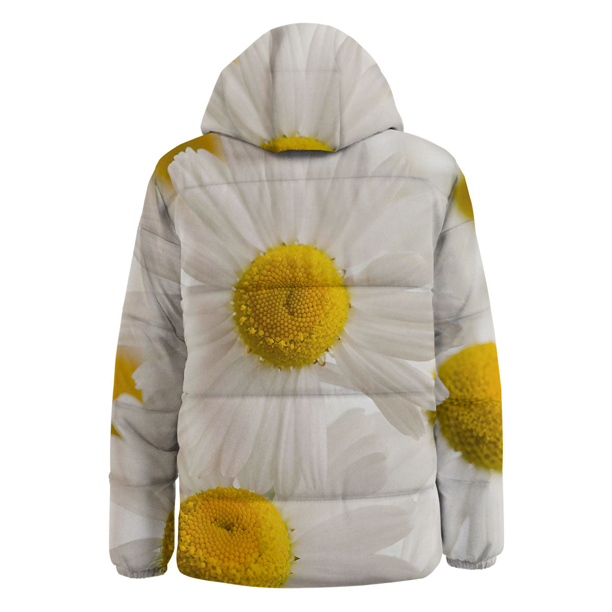 Flower White Daisy Print Down Jacket-grizzshop