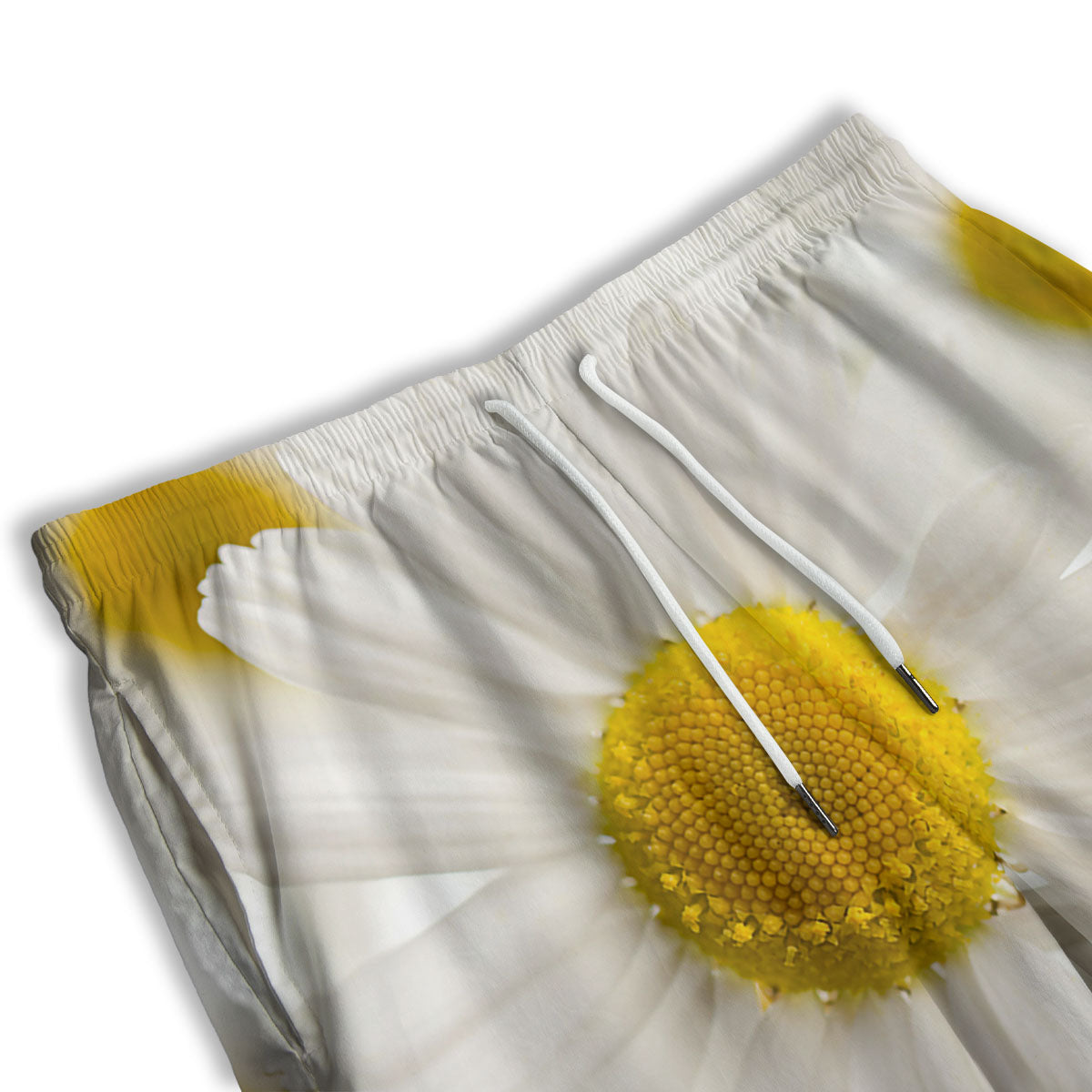 Flower White Daisy Print Men's Athletic Shorts
