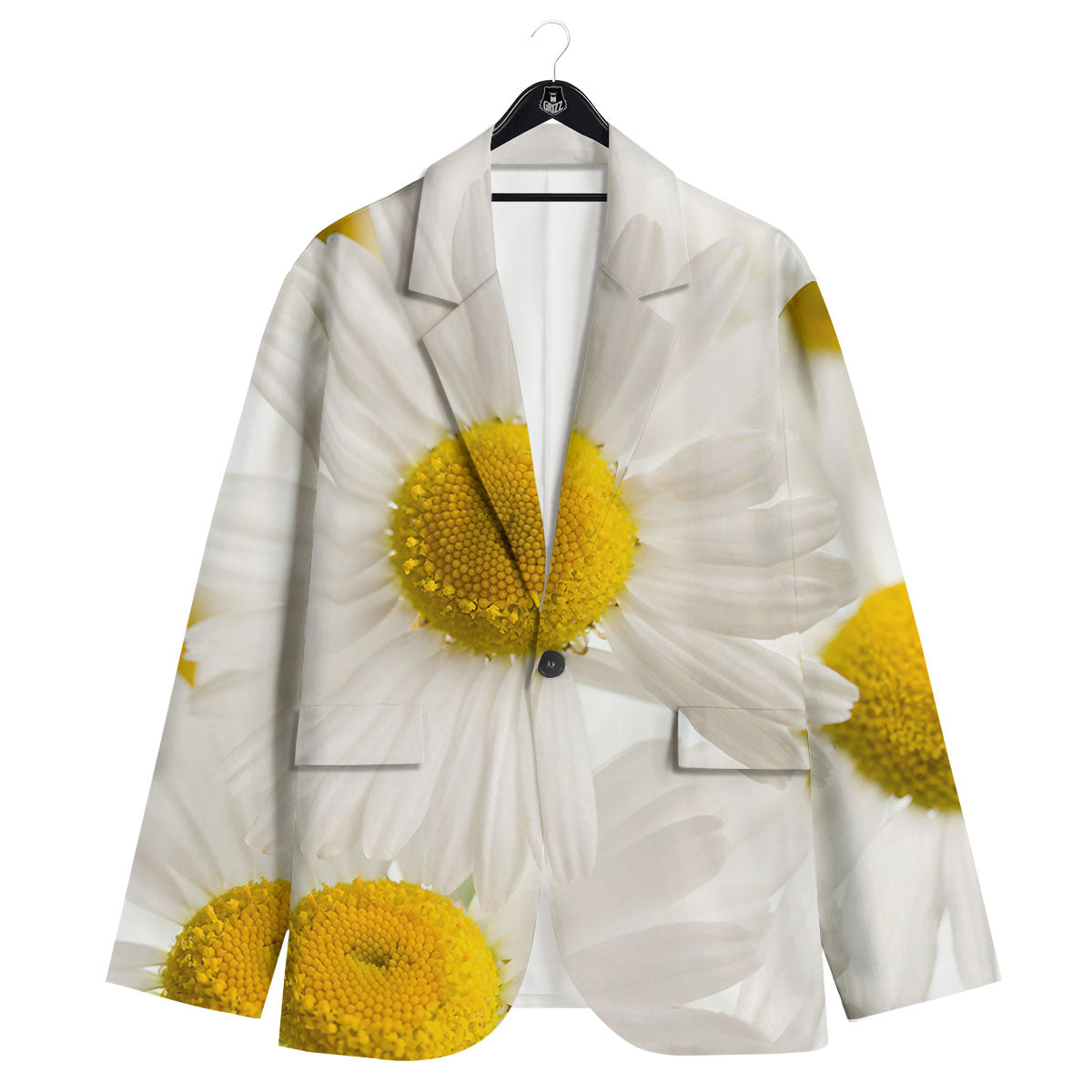 Flower White Daisy Print Men's Sport Coat-grizzshop