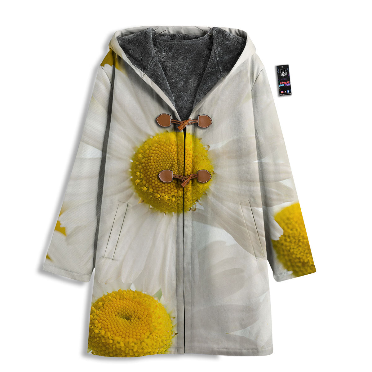 Flower White Daisy Print Men's Windbreaker Jacket-grizzshop