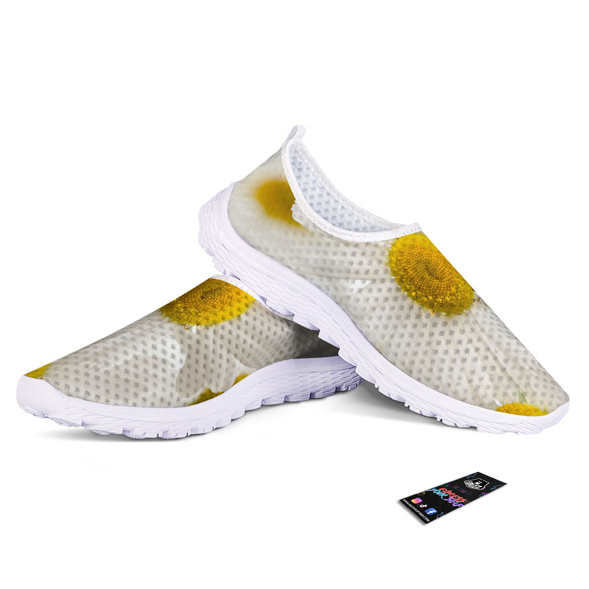 Flower White Daisy Print Nurse Shoes-grizzshop