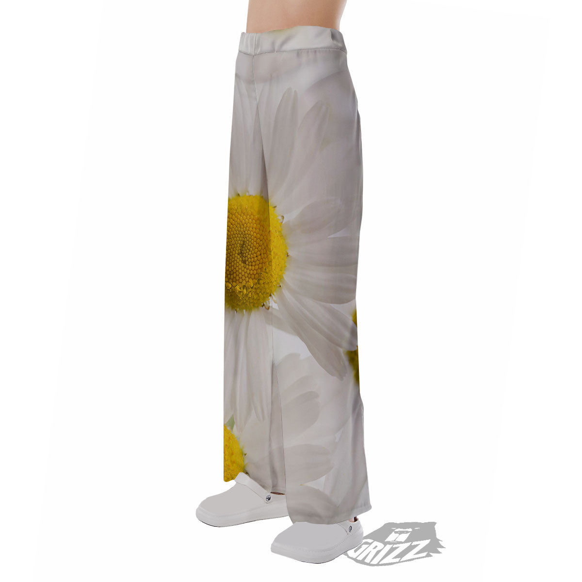 Flower White Daisy Print Pajama Pants-grizzshop