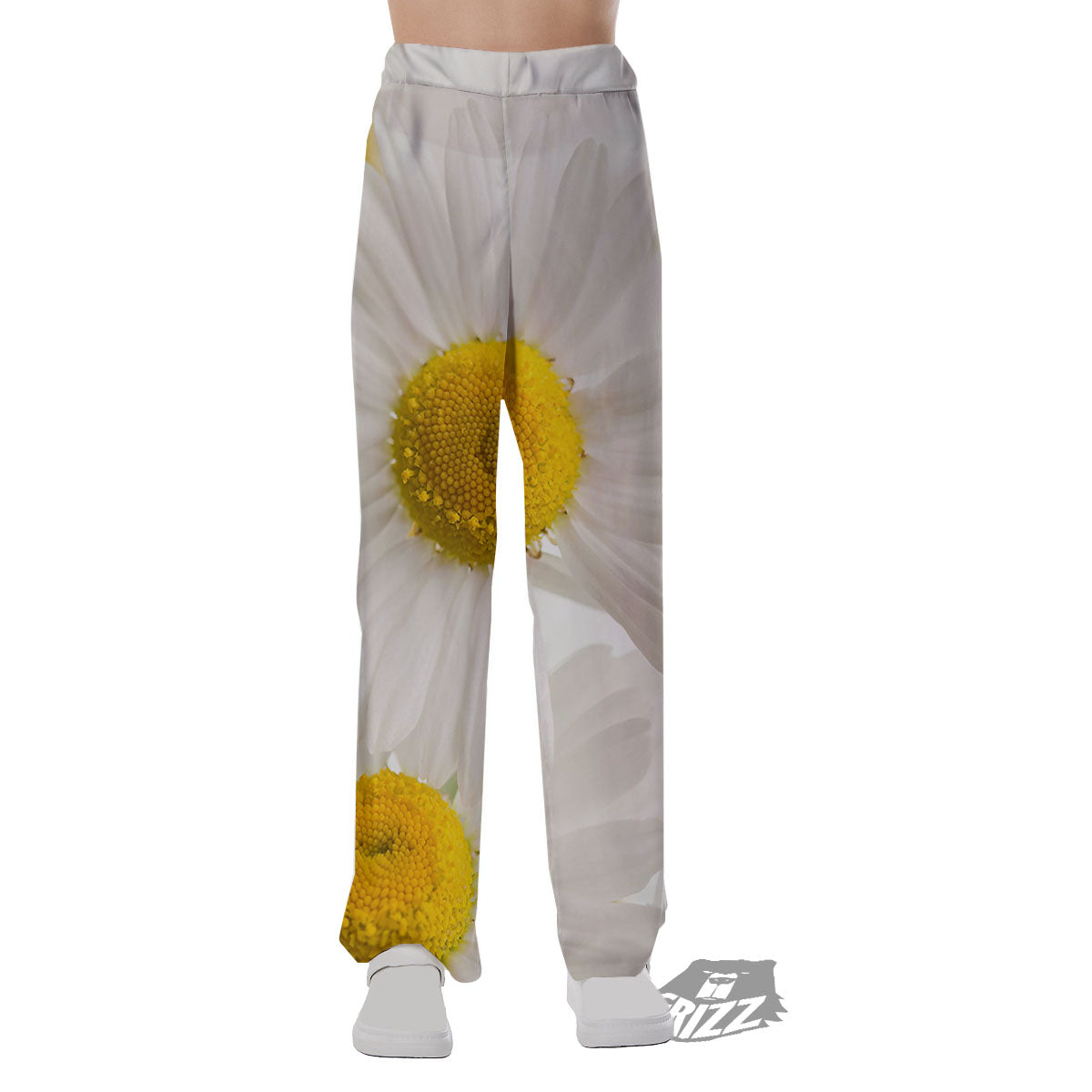 Flower White Daisy Print Pajama Pants-grizzshop
