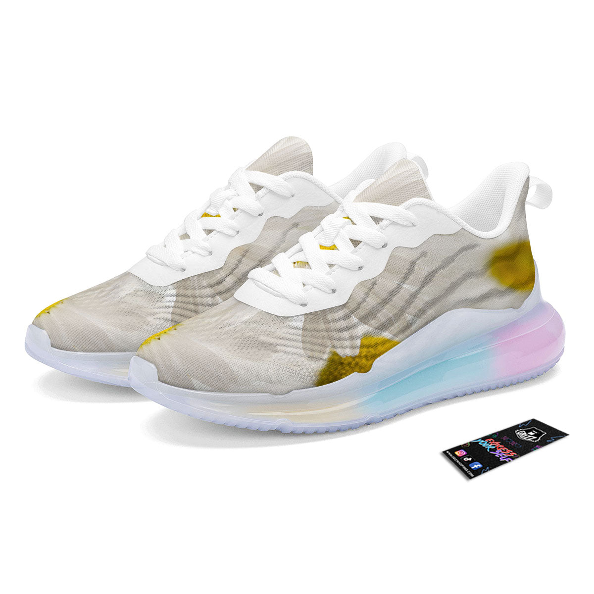 Flower White Daisy Print Running Sneakers-grizzshop