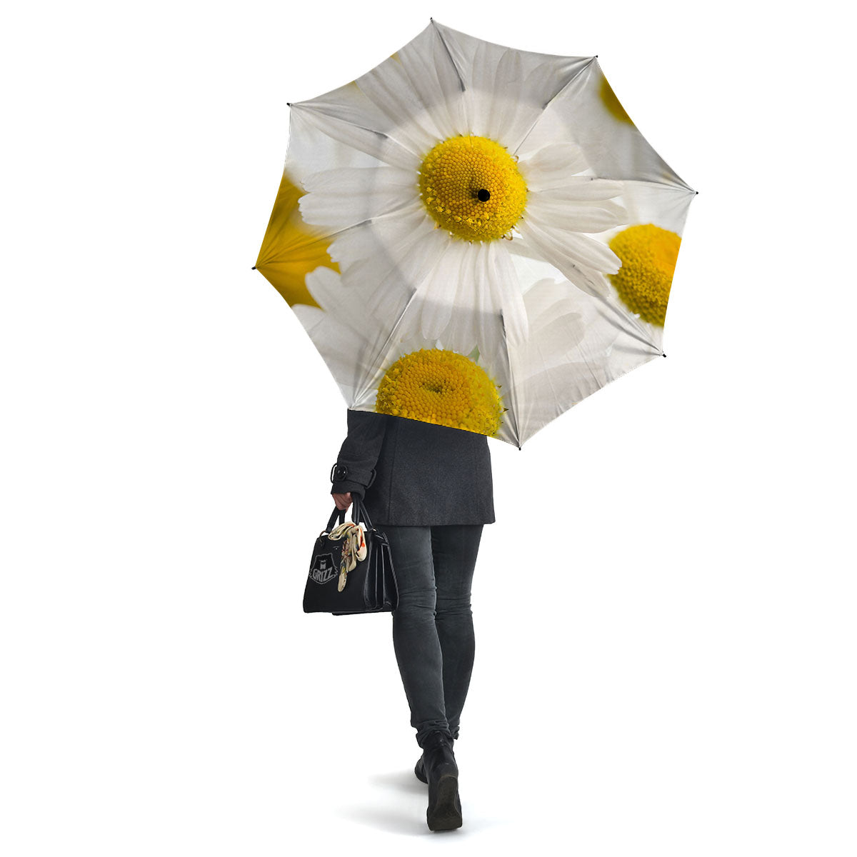 Flower White Daisy Print Umbrella-grizzshop