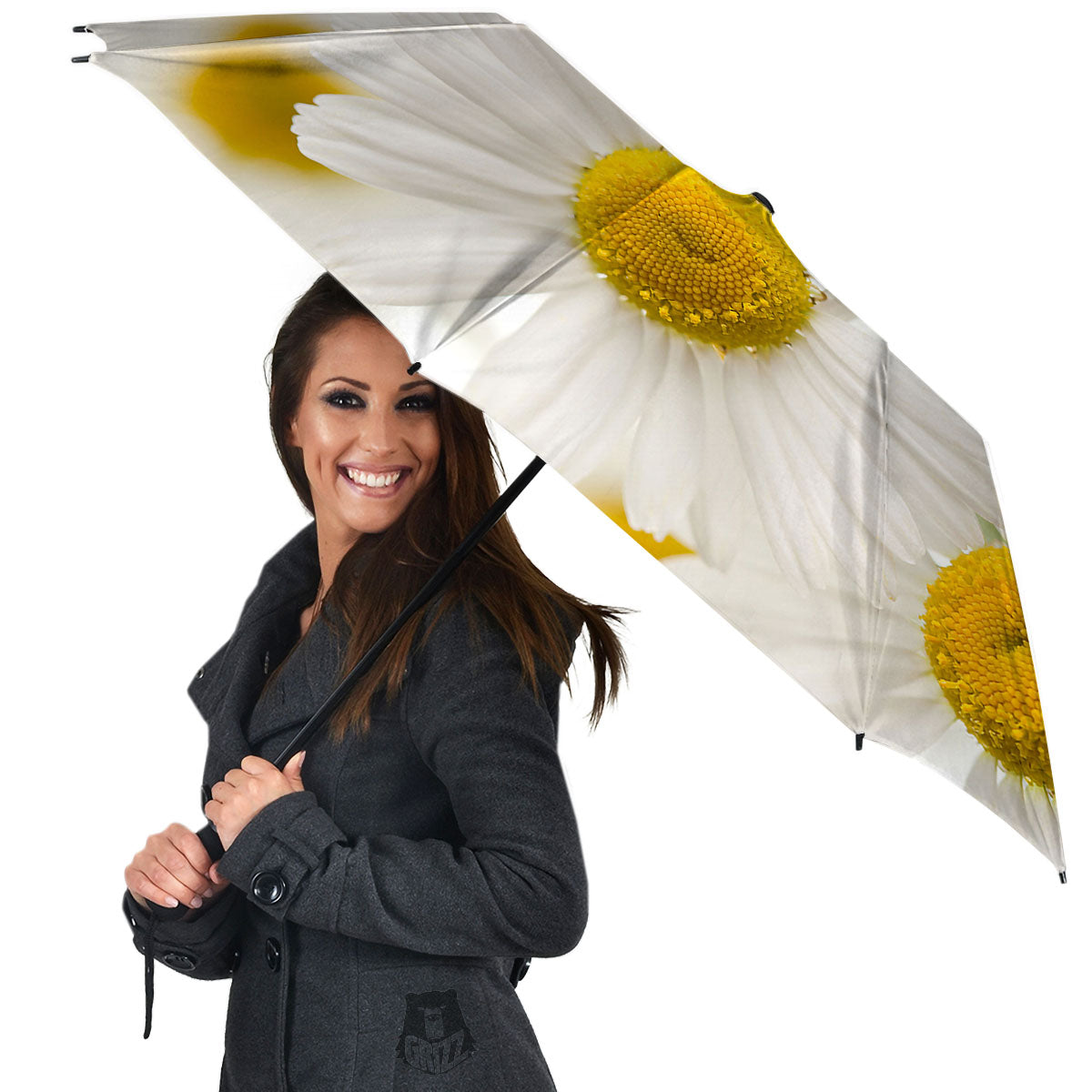 Flower White Daisy Print Umbrella-grizzshop