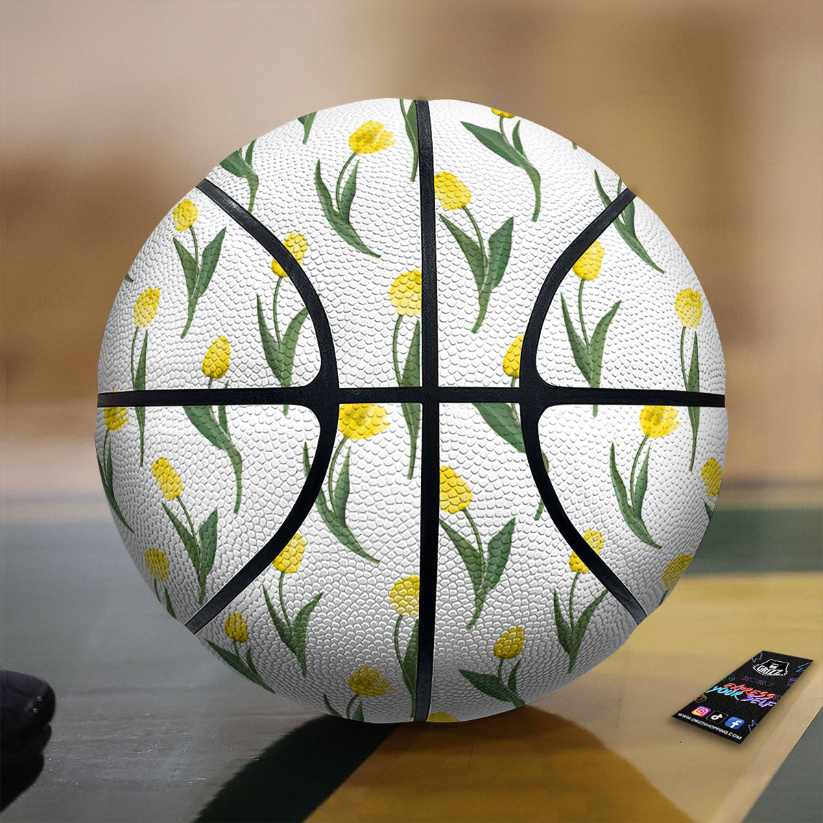 Flower Yellow Tulip White Print Pattern Basketball-grizzshop