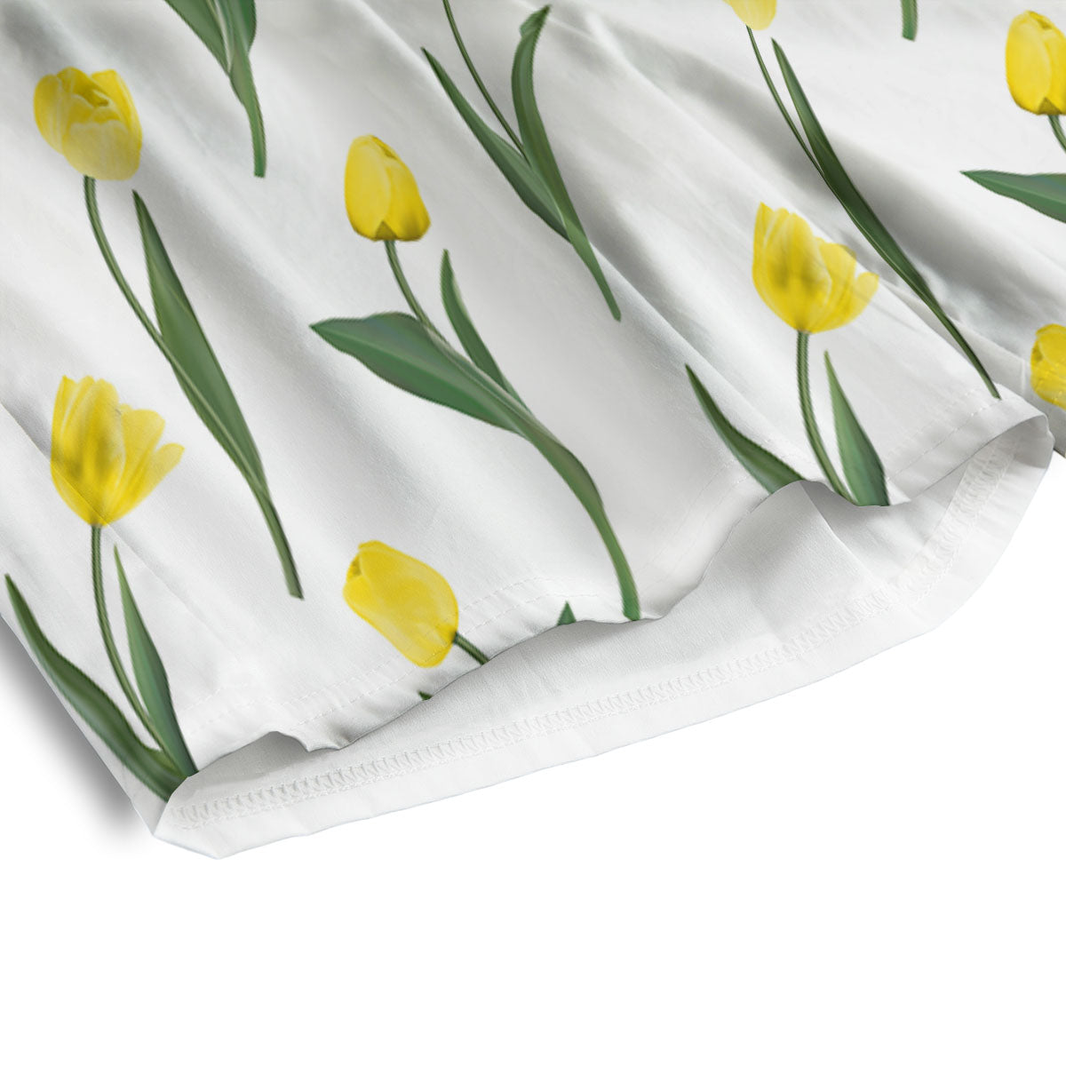 Flower Yellow Tulip White Print Pattern Men's Athletic Shorts-grizzshop