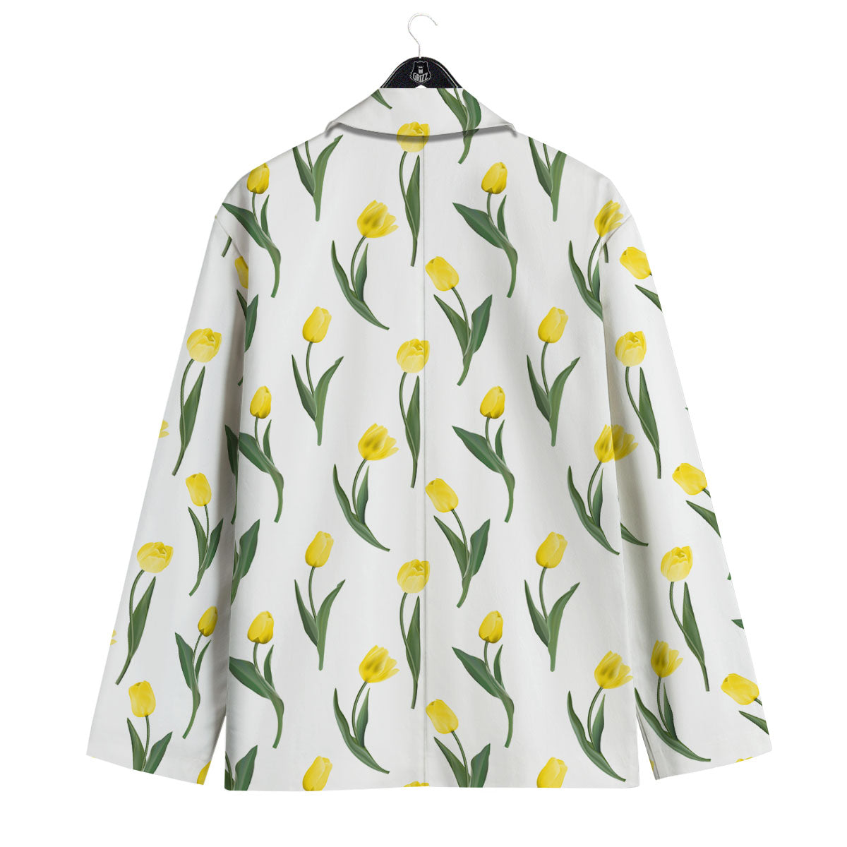 Flower Yellow Tulip White Print Pattern Men's Sport Coat-grizzshop