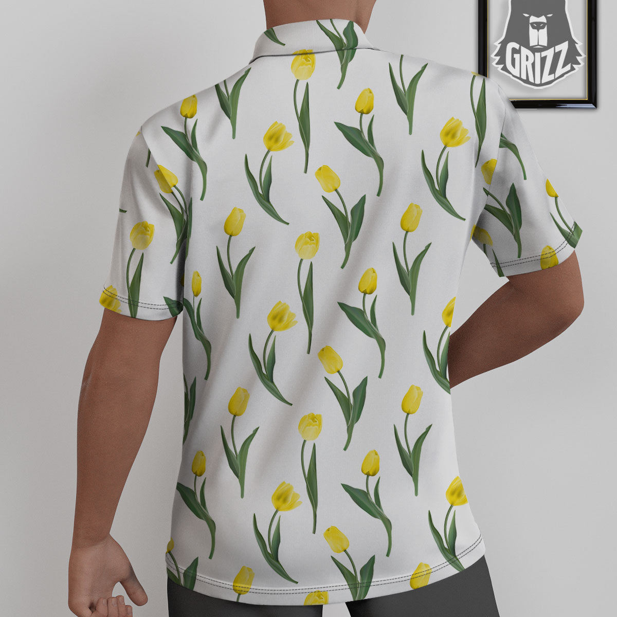 Flower Yellow Tulip White Print Pattern Untucked Shirts-grizzshop