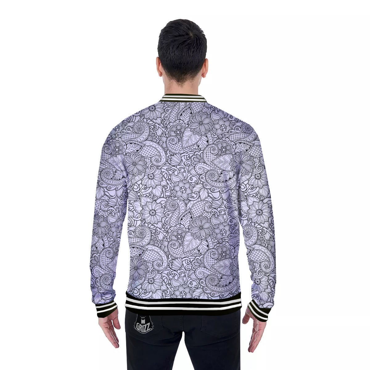 Flower Zentangle Print Pattern Baseball Jacket-grizzshop