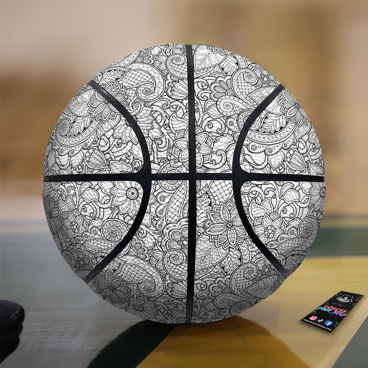 Flower Zentangle Print Pattern Basketball-grizzshop