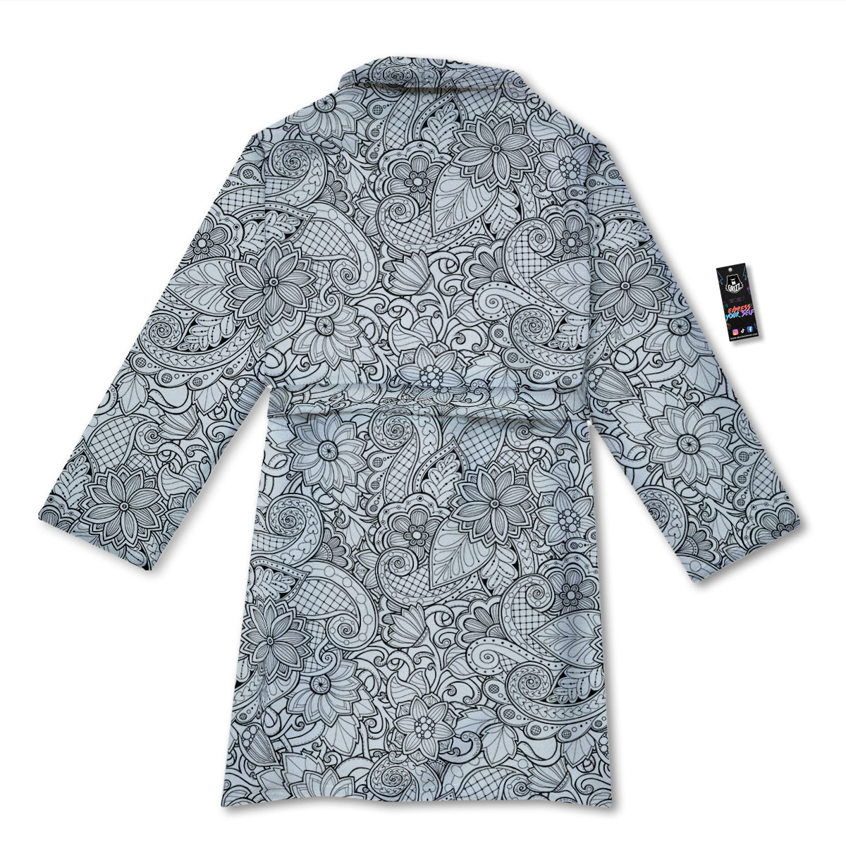 Flower Zentangle Print Pattern Bathrobe-grizzshop