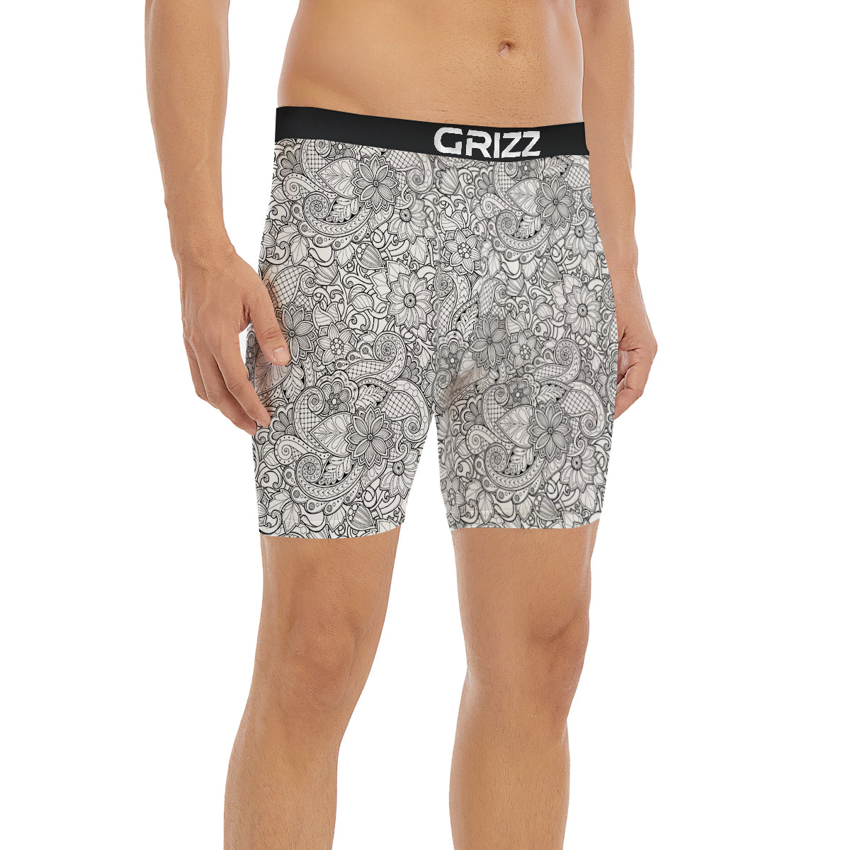 Flower Zentangle Print Pattern Boxer Briefs-grizzshop