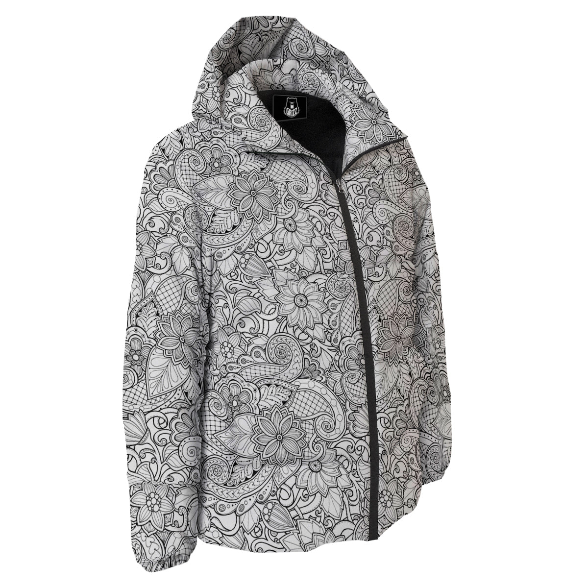 Flower Zentangle Print Pattern Down Jacket-grizzshop