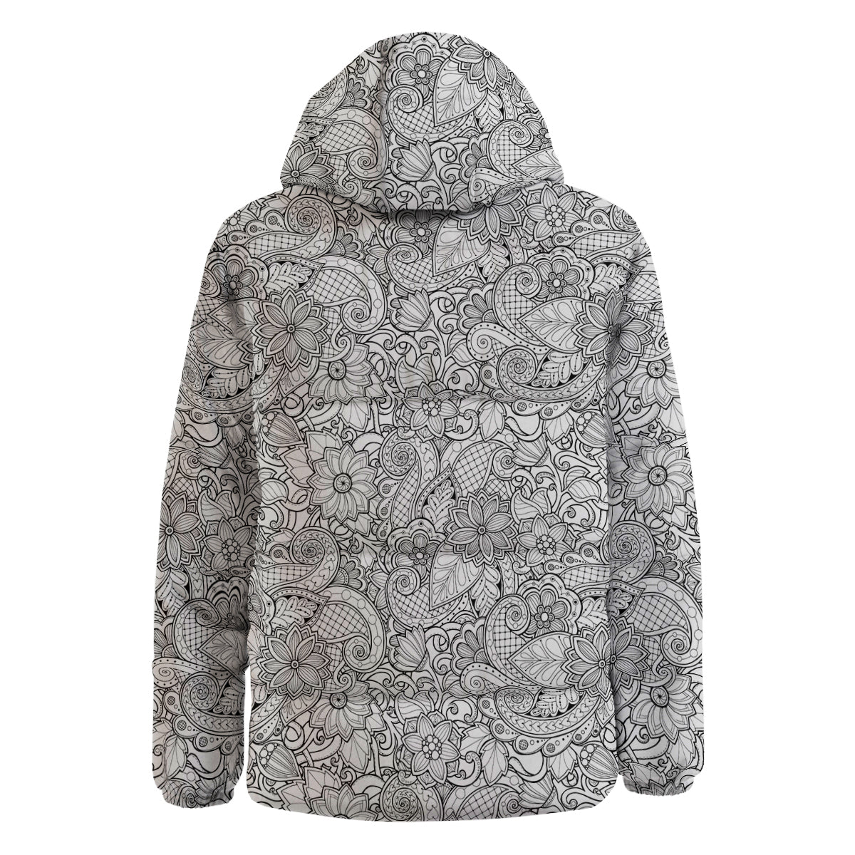 Flower Zentangle Print Pattern Down Jacket-grizzshop