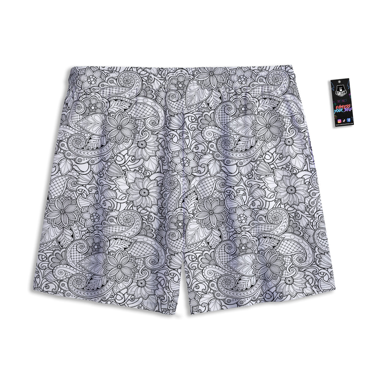 Flower Zentangle Print Pattern Mesh Shorts-grizzshop
