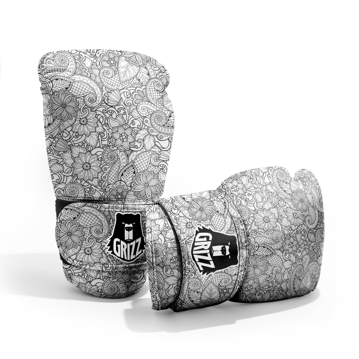 Flower Zentangle Print Pattern Sparring Gloves-grizzshop