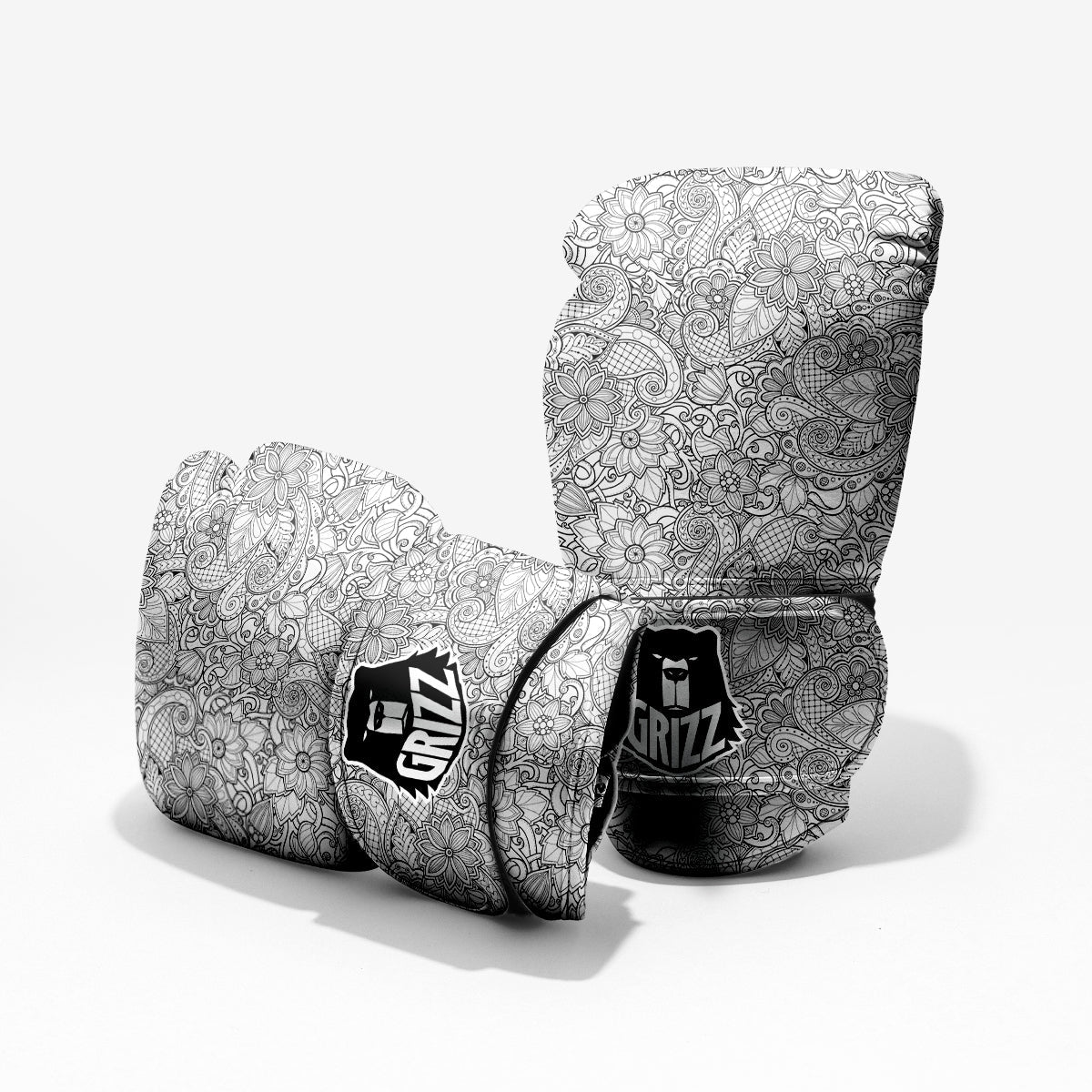 Flower Zentangle Print Pattern Sparring Gloves-grizzshop