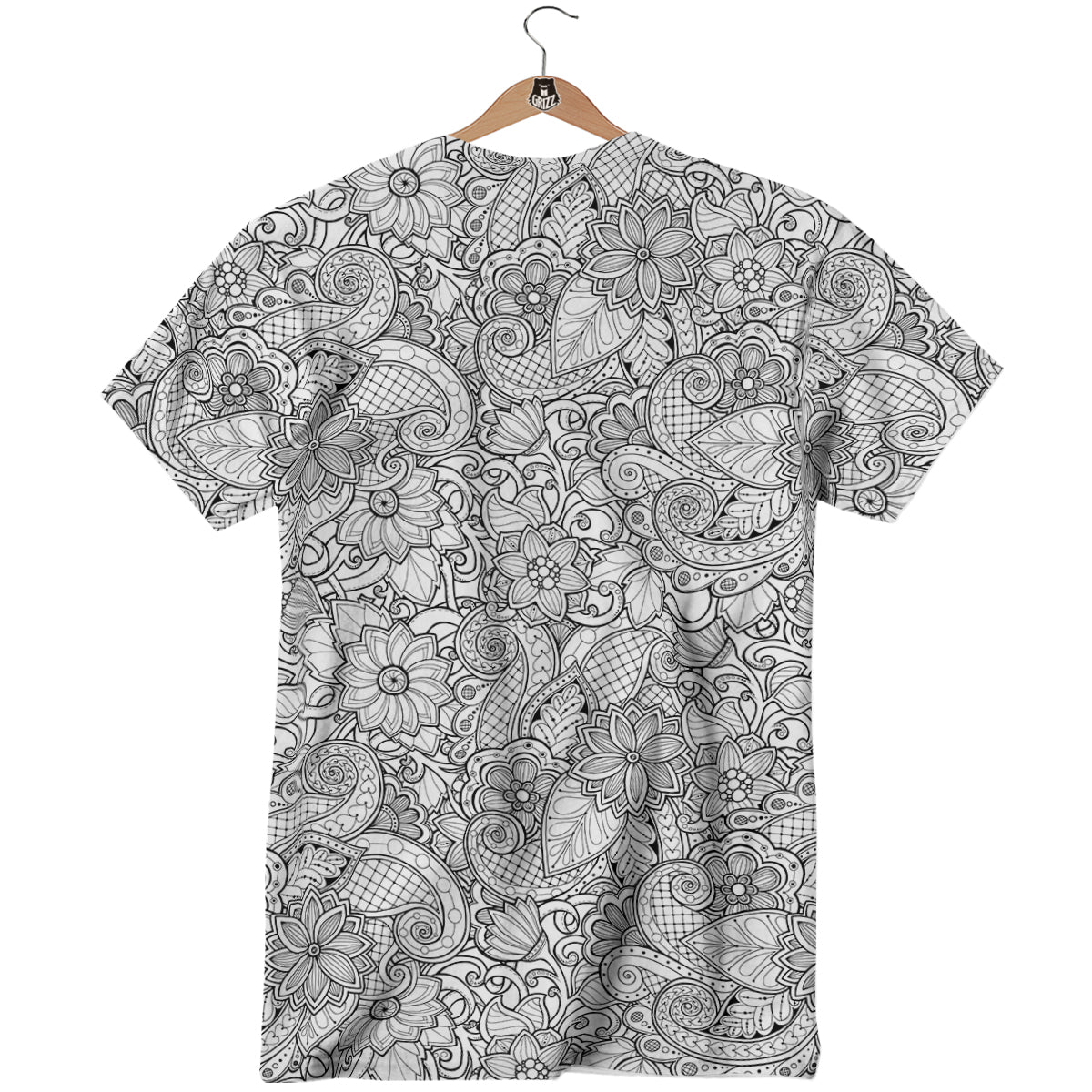Flower Zentangle Print Pattern T-Shirt-grizzshop