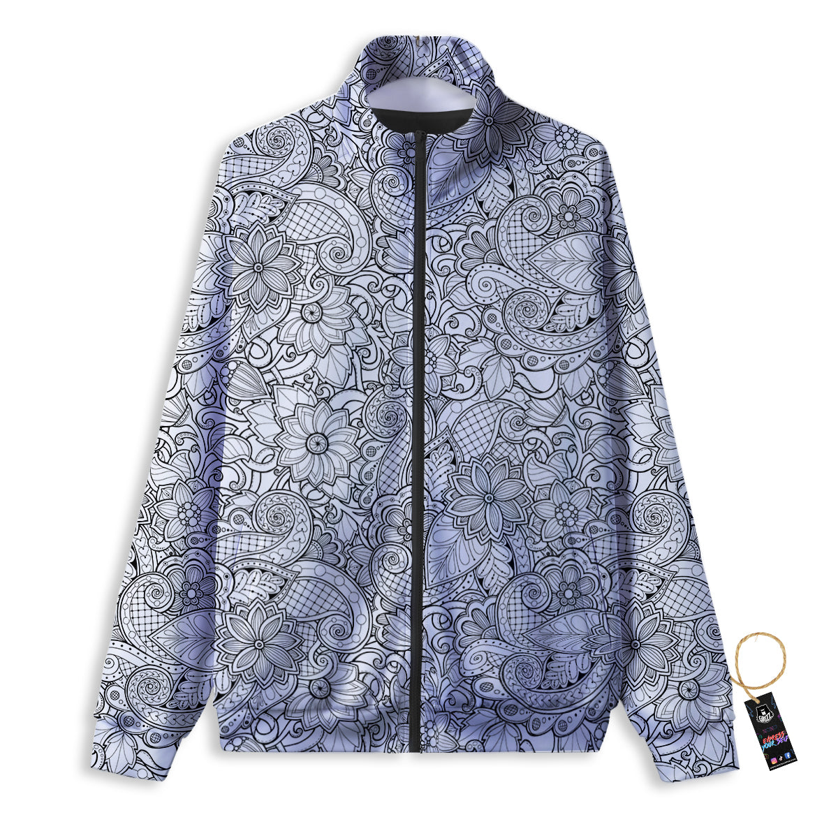 Flower Zentangle Print Pattern Track Jacket-grizzshop