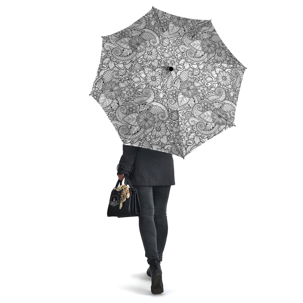 Flower Zentangle Print Pattern Umbrella-grizzshop