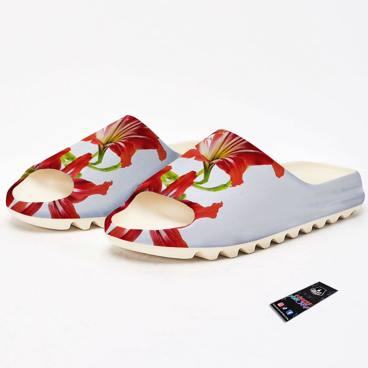 Flower Amaryllis Print Sandals-grizzshop