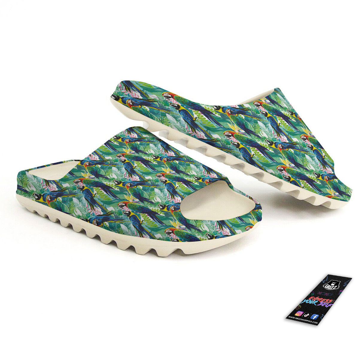 Flower And Parrot Print Pattern Sandals-grizzshop