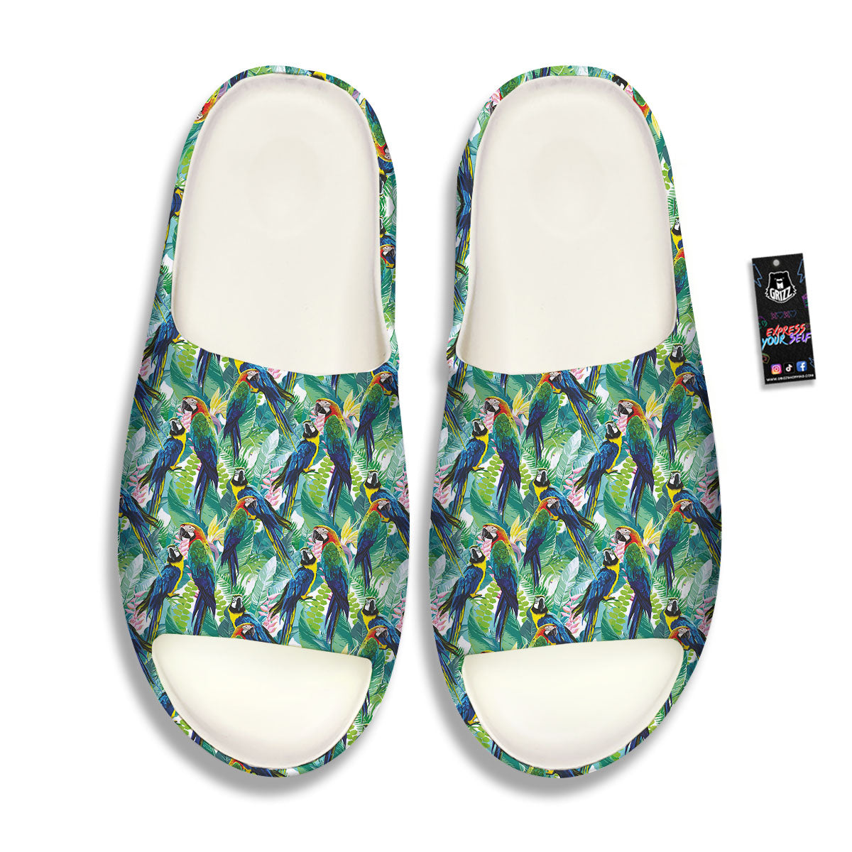Flower And Parrot Print Pattern Sandals-grizzshop
