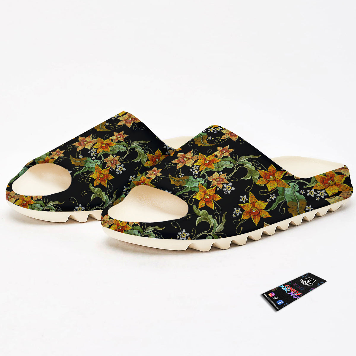 Flower Daffodil Vintage Print Pattern Sandals-grizzshop