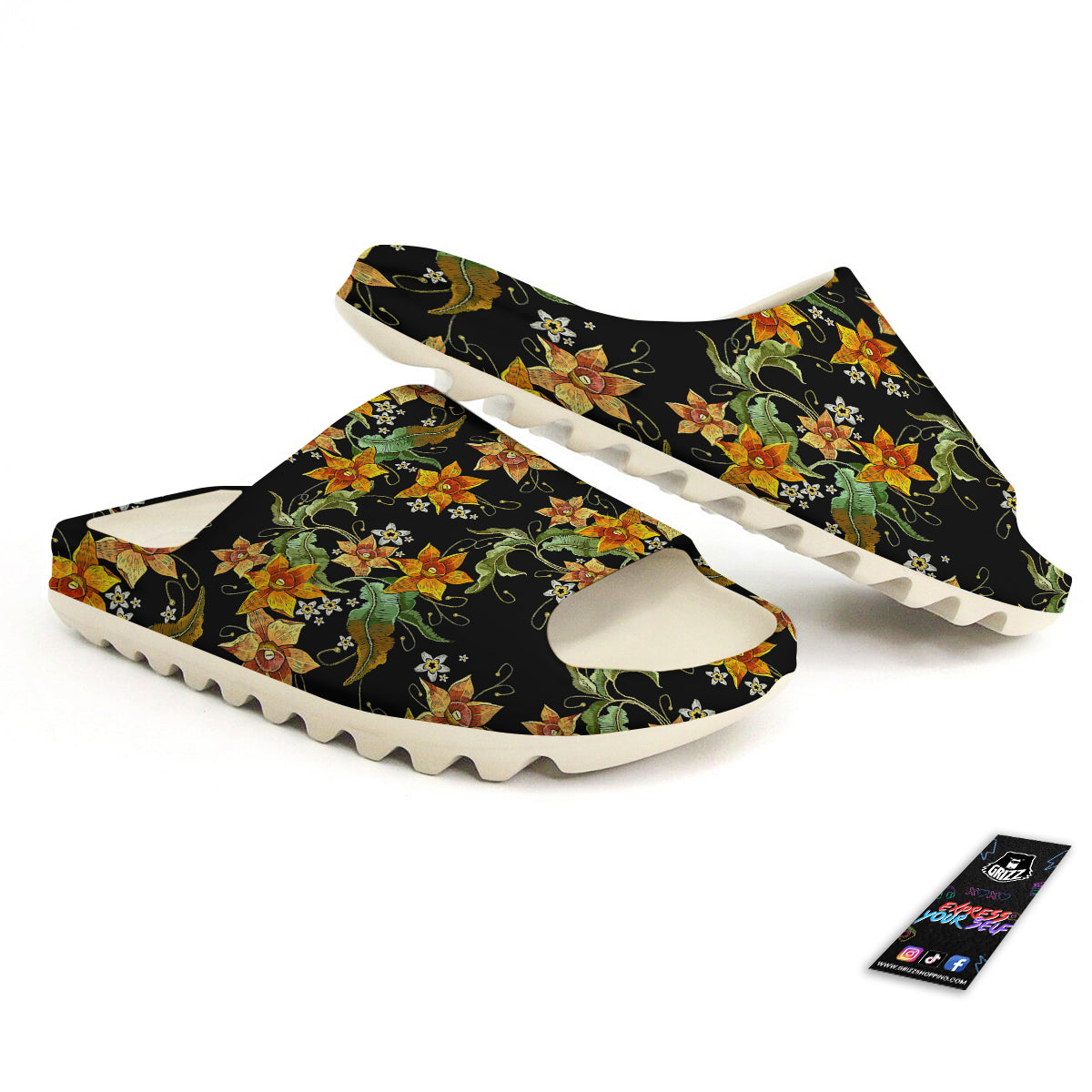 Flower Daffodil Vintage Print Pattern Sandals-grizzshop