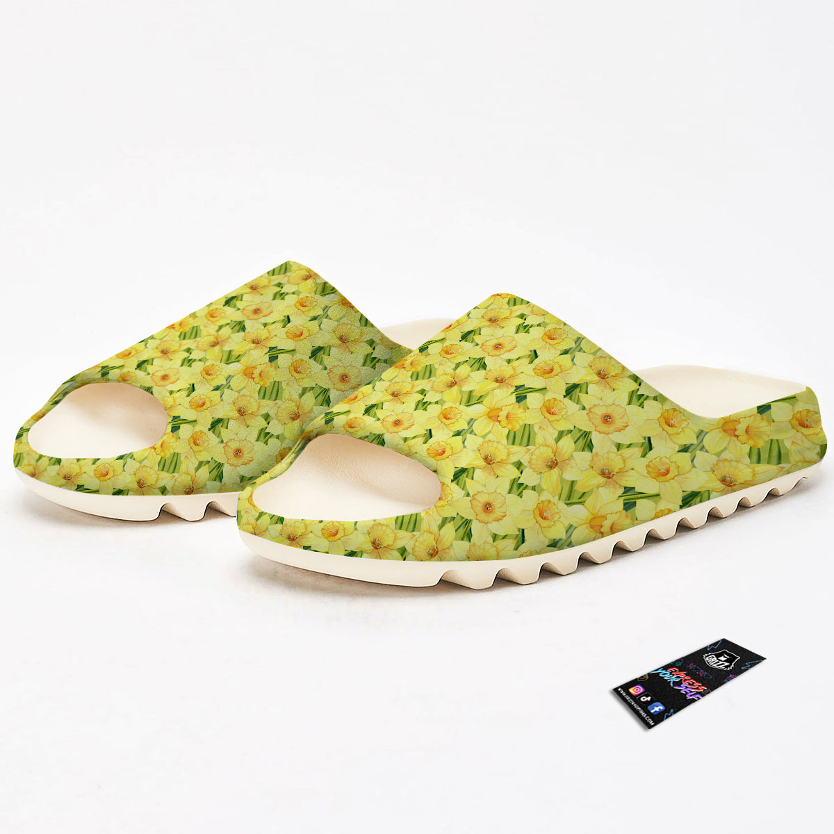 Flower Daffodil Watercolor Print Pattern Sandals-grizzshop