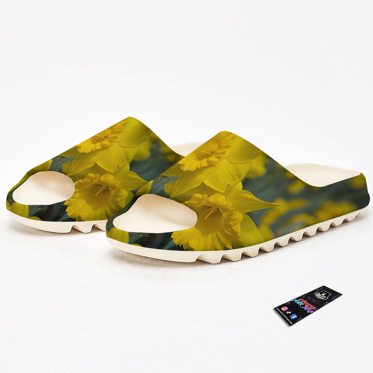 Flower Daffodil Yellow Print Sandals-grizzshop