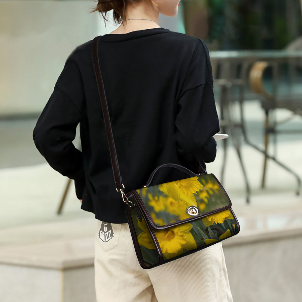 Flower Daffodil Yellow Print Women's Satchel Bag