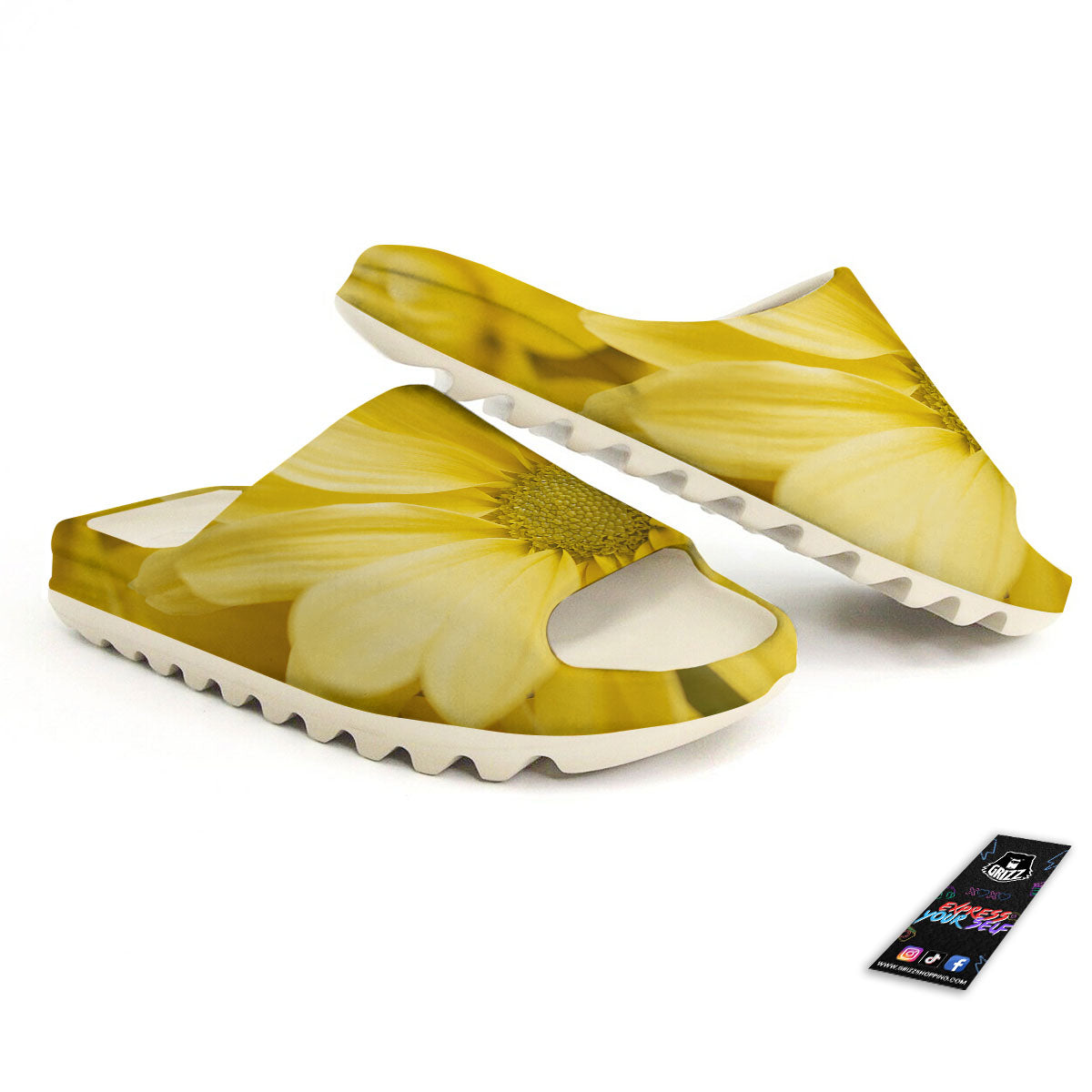 Flower Daisy Yellow Print Sandals-grizzshop