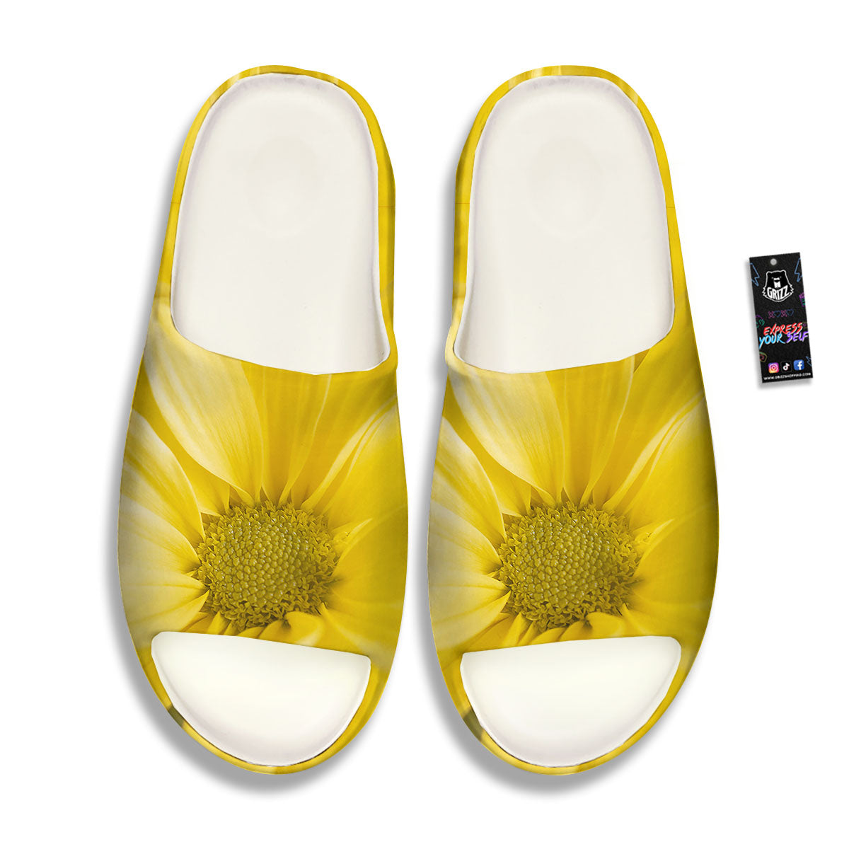 Flower Daisy Yellow Print Sandals-grizzshop