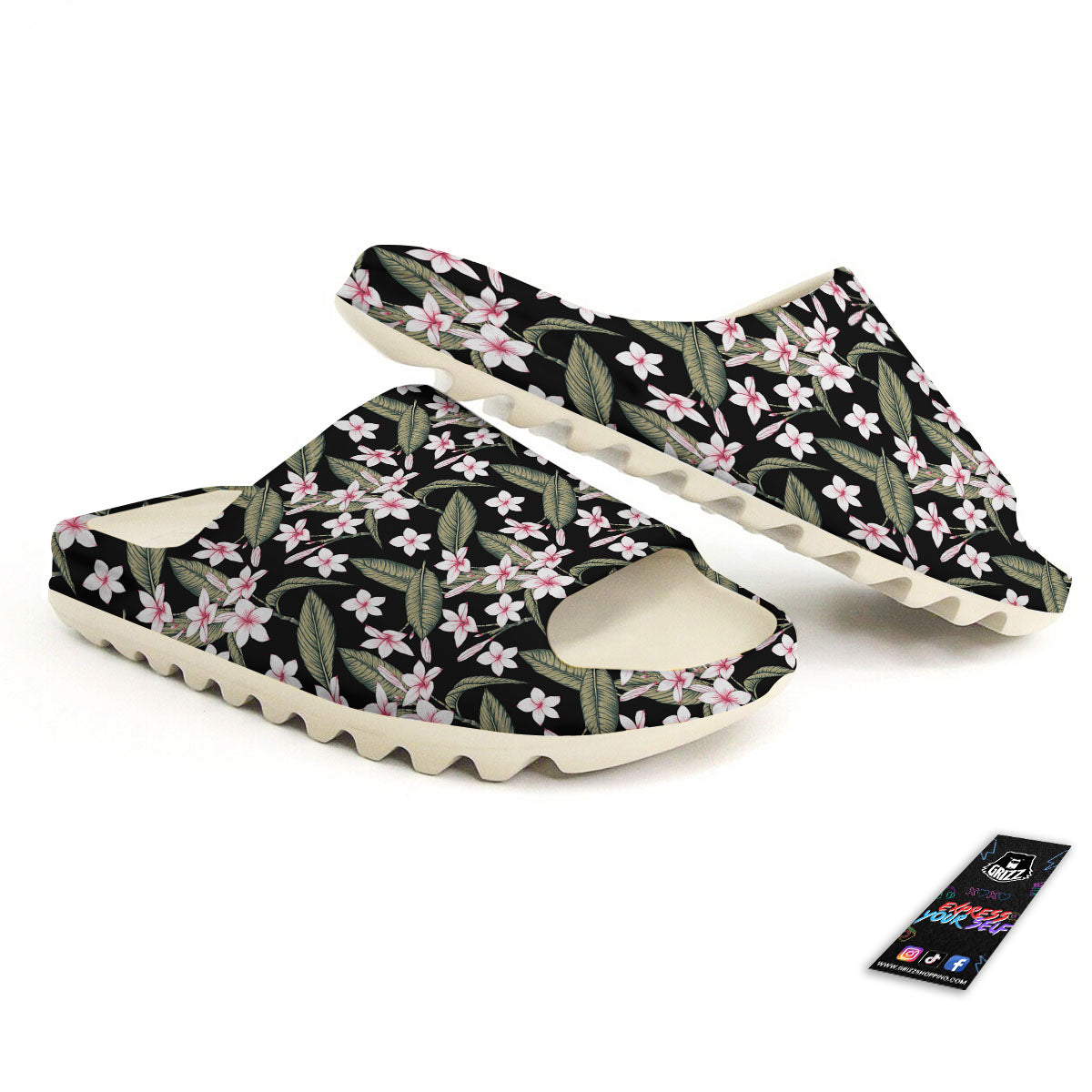 Flower Frangipani Print Pattern Sandals-grizzshop